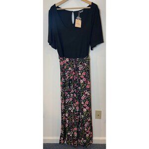 NWT Bloomchic Jumpsuit One Piece Tie Waist Black Pink Green Floral 18 20 New